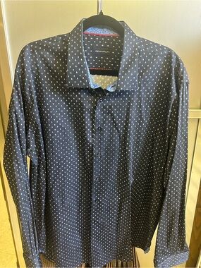 Gem Malki Navy Micro-Print Men's Button-Up Shirt